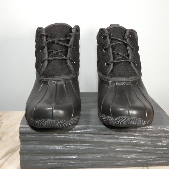 NiB Skechers Pond-Lil Puddles-Mid Quilted Lace Up Duck Boot 8 Black/Black - Picture 6 of 11
